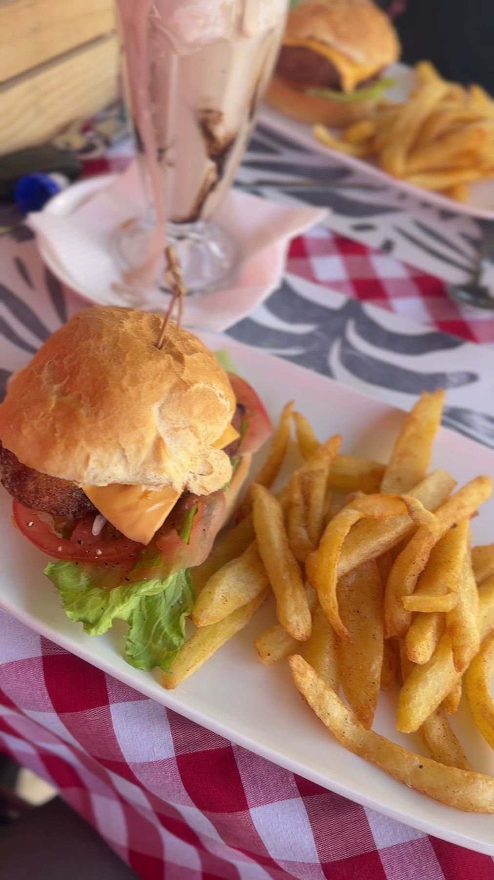 Burger and chips